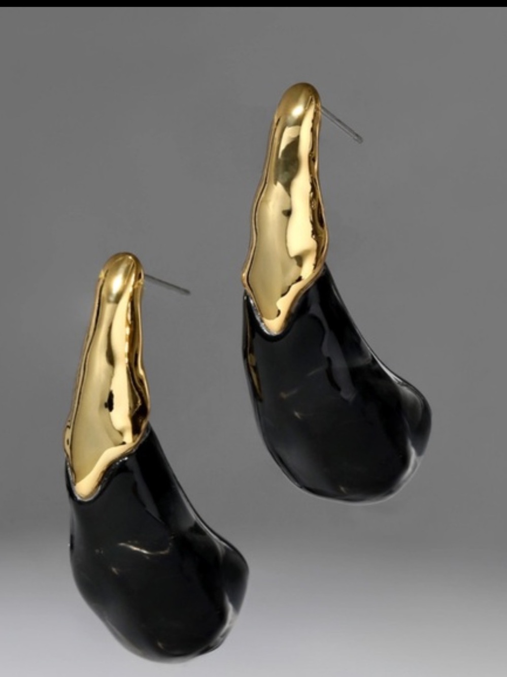 Alexis Bittar Liquid Lucite Arched Large Post Earrings- Onyx